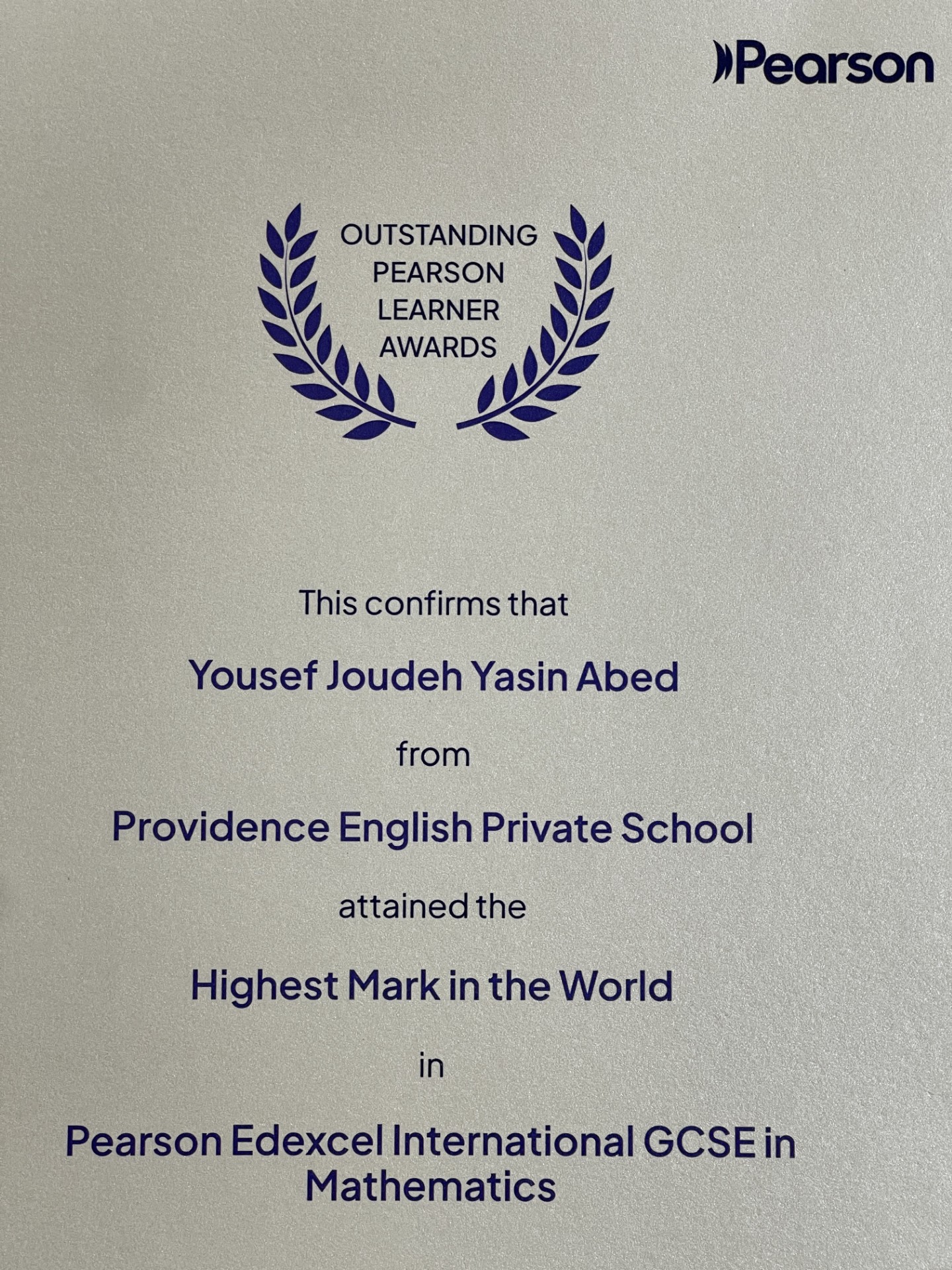 Outstanding Pearson Learner Awards